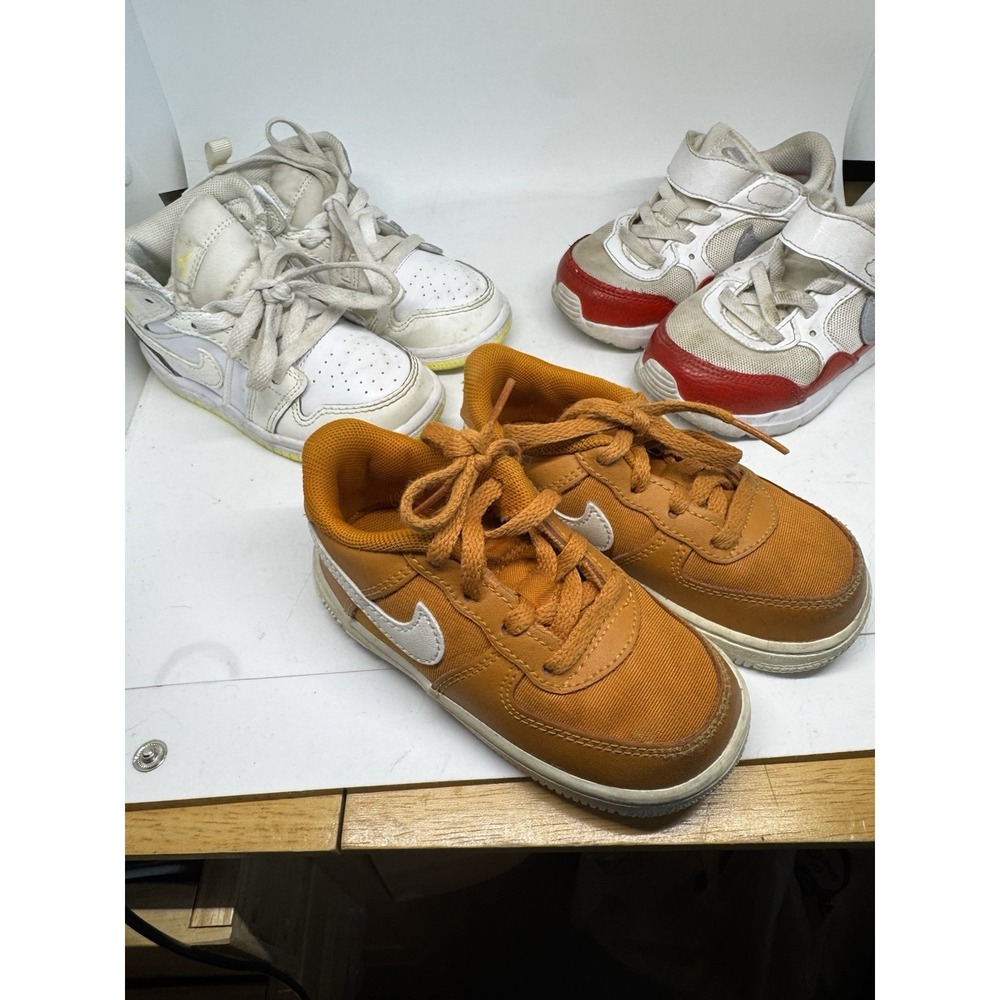 3 Nike Toddler Shoes Size 7C Good Condition Orange White And Red SB22